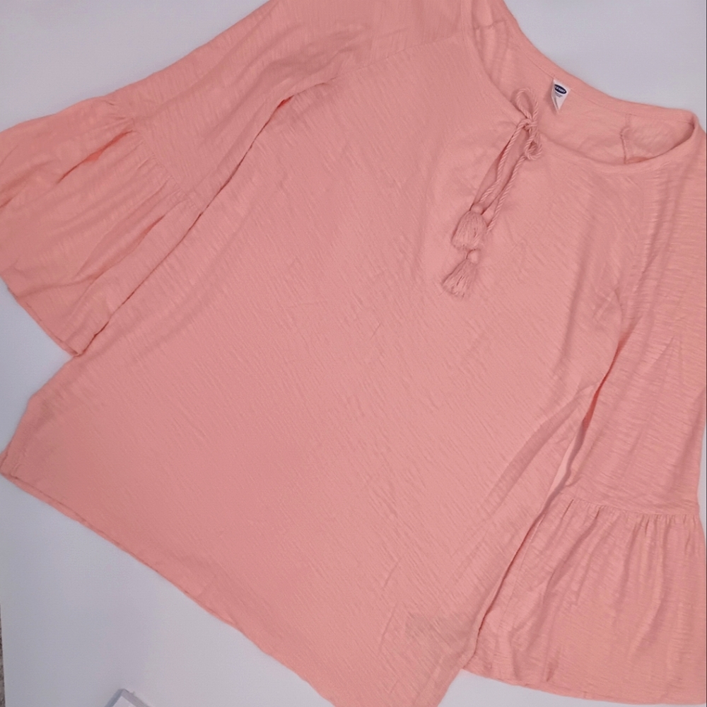 Pink solid wide 3/4 sleeve XS